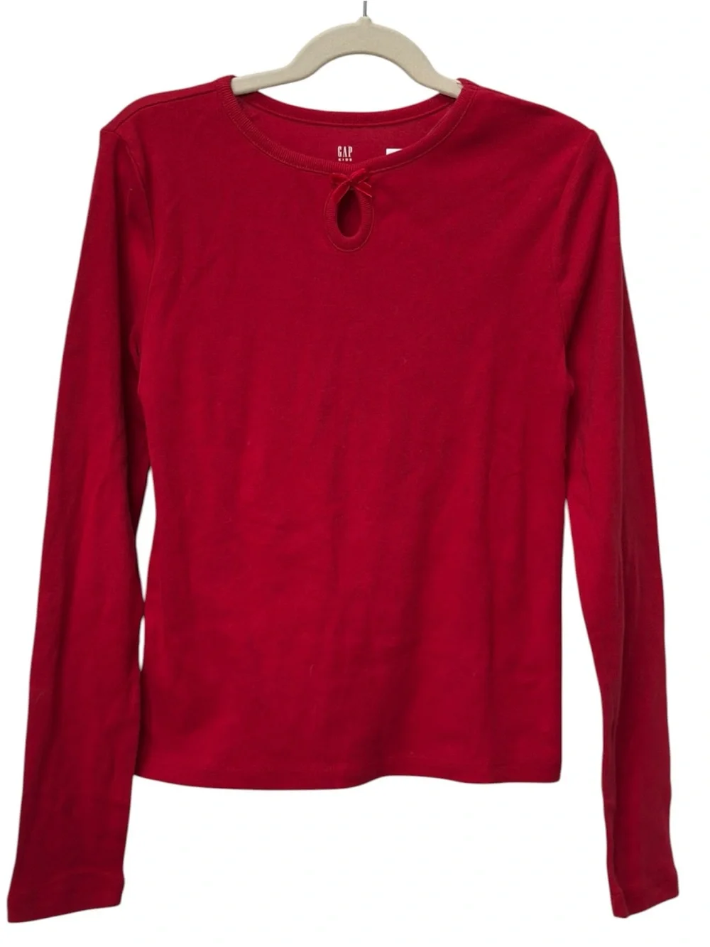 GAP Kids Girls Red Keyhole Bow Long Sleeve Fitted Top Shirt. Large. 10. NEW.